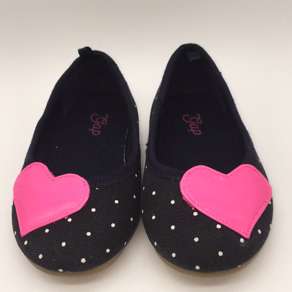 Gap Little Girls Navy Dots & Hearts Shoes Size 6